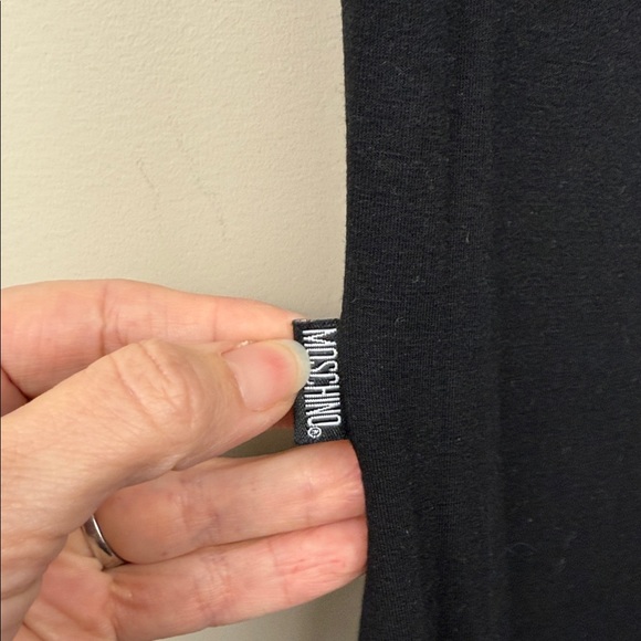 VINTAGE MOSCHINO black fitted scoop neck sleeveless dress with feather trim 10 - Picture 5 of 10